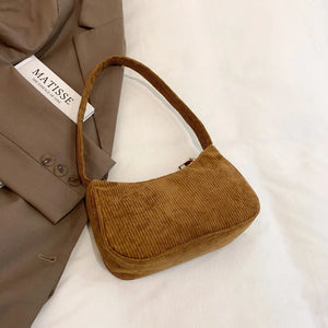 Plush Corduroy Shoulder Bag Retro Chain Handbag