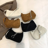 Plush Corduroy Shoulder Bag Retro Chain Handbag