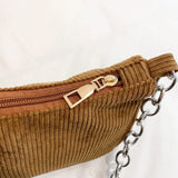 Plush Corduroy Shoulder Bag Retro Chain Handbag