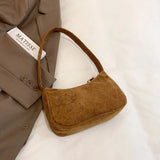 Plush Corduroy Shoulder Bag Retro Chain Handbag