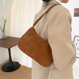 Plush Corduroy Shoulder Bag Retro Chain Handbag