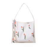 Embroidered Flower Shoulder Bag Large Capacity Tote Bags