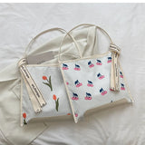Embroidered Flower Shoulder Bag Large Capacity Tote Bags