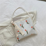 Embroidered Flower Shoulder Bag Large Capacity Tote Bags