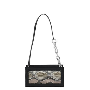 Snake Print Square PU Leather Shoulder Bag for Women
