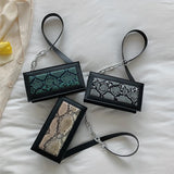 Snake Print Square PU Leather Shoulder Bag for Women