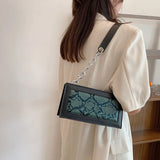 Snake Print Square PU Leather Shoulder Bag for Women