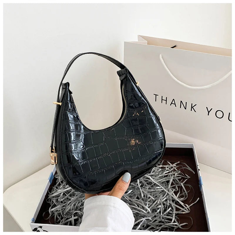 Women's Dumplins Shape Underarm Shoulder Bag Stone Pattern Clutch