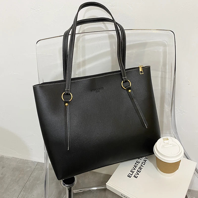 Women's Large Capacity Shoulder Bag with Zipper Closure