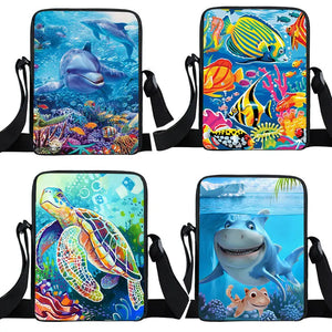 Underwater Turtle Fish Dolphin Shoulder Bag Teen Girl Messenger Cross Travel