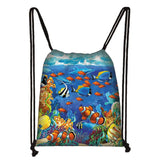 Underwater World Cartoon Drawstring Bag Children Backpack