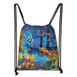 Underwater World Cartoon Drawstring Bag Children Backpack