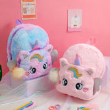 Mini Unicorn Backpack for Girls Kids Fluffy Preschool Knapsack