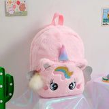 Mini Unicorn Backpack for Girls Kids Fluffy Preschool Knapsack