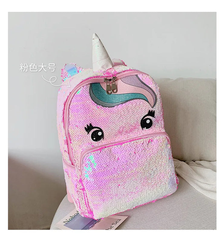 Unicorn Sequined Schoolbag for Girls Backpack 14.5'' S,L
