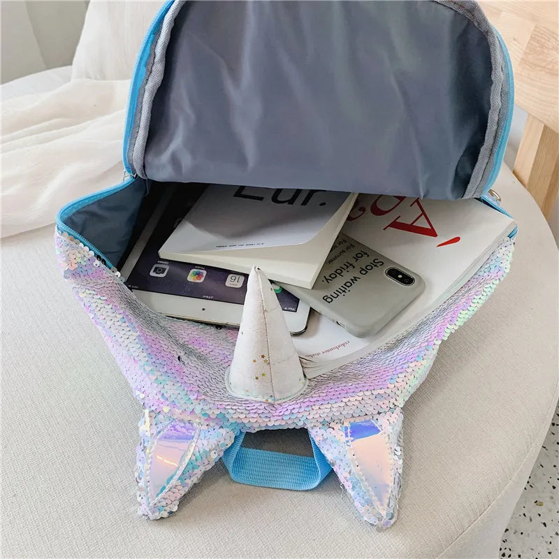 Unicorn Sequined Schoolbag for Girls Backpack 14.5'' S,L