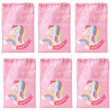 Unicorn Drawstring Backpack Girls Bag Polyester Fabric Dancing Horse Bags Pink
