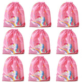 Unicorn Drawstring Backpack Girls Bag Polyester Fabric Dancing Horse Bags Pink