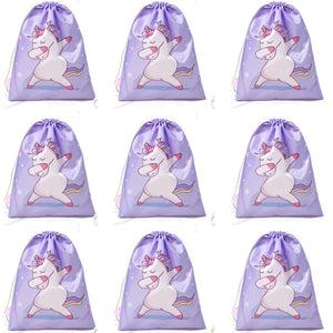 Unicorn Drawstring Backpack Girls Bag Polyester Fabric Dancing Horse Bags Pink