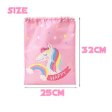 Unicorn Drawstring Backpack Girls Bag Polyester Fabric Dancing Horse Bags Pink