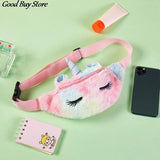Unicorn Girls Waist Purse Storage Bag Soft Fur Makeup Pouch Wallet