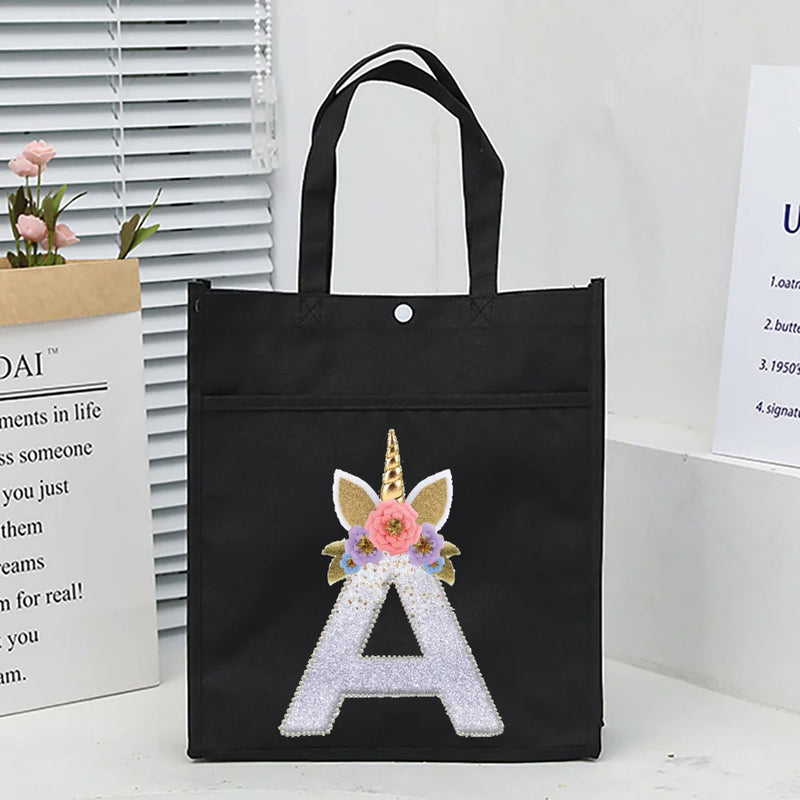 Unicorn Print Children's School Bag Girls Carry Bag Cartoon Hand-carry Tuition B