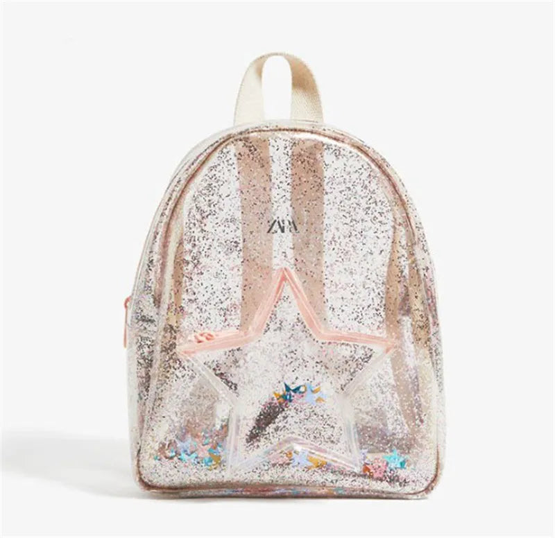 Unicorn PVC Transparent Backpack for Kids Plush Kindergarten School Bag