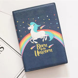 Unicorn Rainbow Horse Passport Cover PU Leather Travel