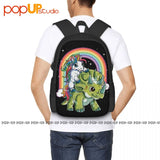 Unicorn Riding Dinosaur Triceratops Rainbow Backpack Large Capacity