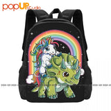 Unicorn Riding Dinosaur Triceratops Rainbow Backpack Large Capacity