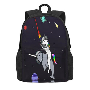 Unicorn Riding Narwhal In Space Backpacks Men's Backpacks Bags For Women