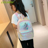 Unicorn Sequin Backpack Cartoon School Bag Large Capacity Double Shoulder