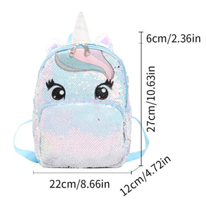 Unicorn Sequin Backpack Cartoon School Bag Large Capacity Double Shoulder
