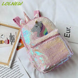 Unicorn Sequin Backpack Cartoon School Bag Large Capacity Double Shoulder