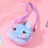 Kids Plush Unicorn Shoulder Bag Rainbow Crossbody Messenger Bag