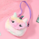 Kids Plush Unicorn Shoulder Bag Rainbow Crossbody Messenger Bag