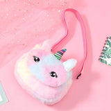 Kids Plush Unicorn Shoulder Bag Rainbow Crossbody Messenger Bag