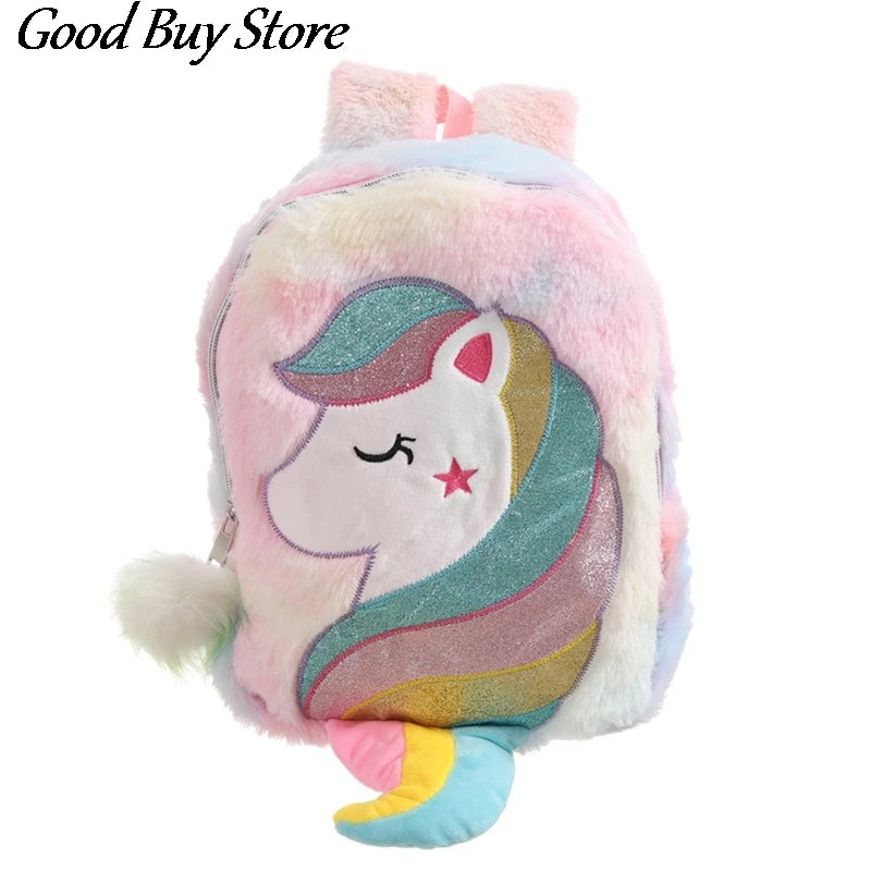 Unicorn Soft Plush School Bags Children Shoulder Backpack Toddler Girls Mochila