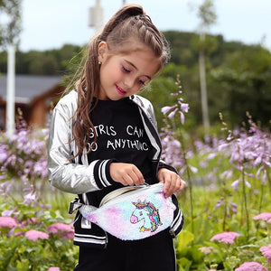 Unicorn Waist Bag Kids Fanny Pack Sequins Girls Purse Shoulder Belt Bags