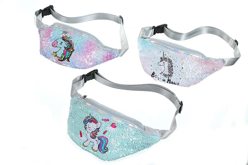 Unicorn Waist Bag Kids Fanny Pack Sequins Girls Purse Shoulder Belt Bags