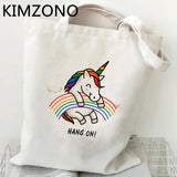 Unicorn shopping bag reusable jute bag canvas shopper