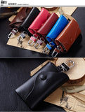 Vintage Leather Key Wallets Housekeeper Key Holders with 6 Key Hooks