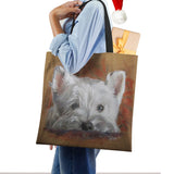 Westie Dog Painting Eco Linen Tote Bag