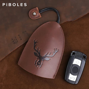 Embossed Elk Key Holder Bag Leather Smart Key Housekeeper