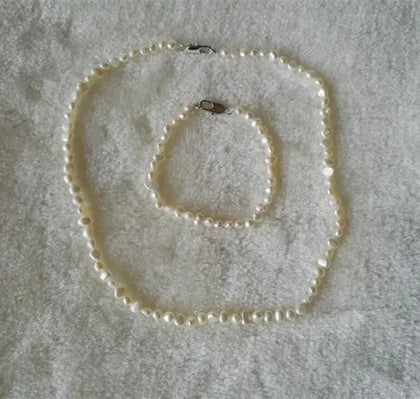 Baroque Freshwater Pearl Necklace Bracelet Set for Wedding Birthday