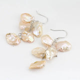 Orange Pink Keshi Pearl Earrings, Freshwater Pearl Dangle Earrings