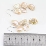Orange Pink Keshi Pearl Earrings, Freshwater Pearl Dangle Earrings