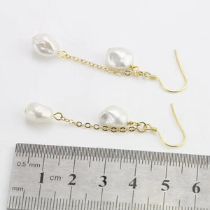 Keshi Pearl Earrings Baroque Freshwater Silver Dangle Birthday Gift