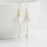 Keshi Pearl Earrings Baroque Freshwater Silver Dangle Birthday Gift