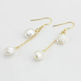 Keshi Pearl Earrings Baroque Freshwater Silver Dangle Birthday Gift